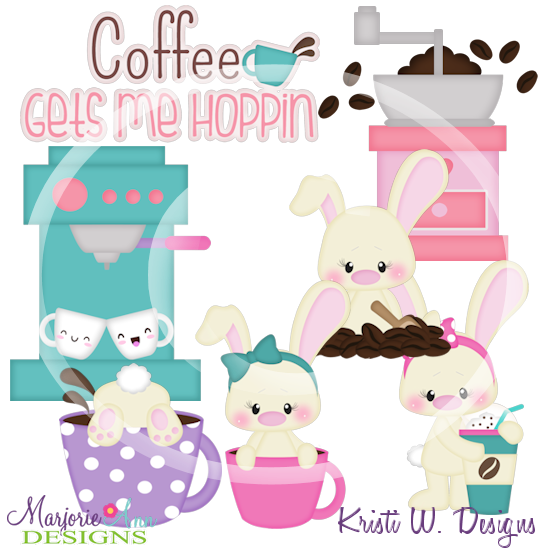 Coffee Bunnies SVG Cutting Files Includes Clipart - Click Image to Close